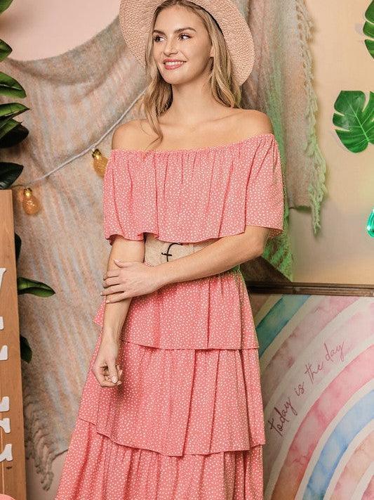 Happiness in a Dress Off-the-Shoulder Tiered Ruffle Dress-Women's Dresses-Shop Z & Joxa