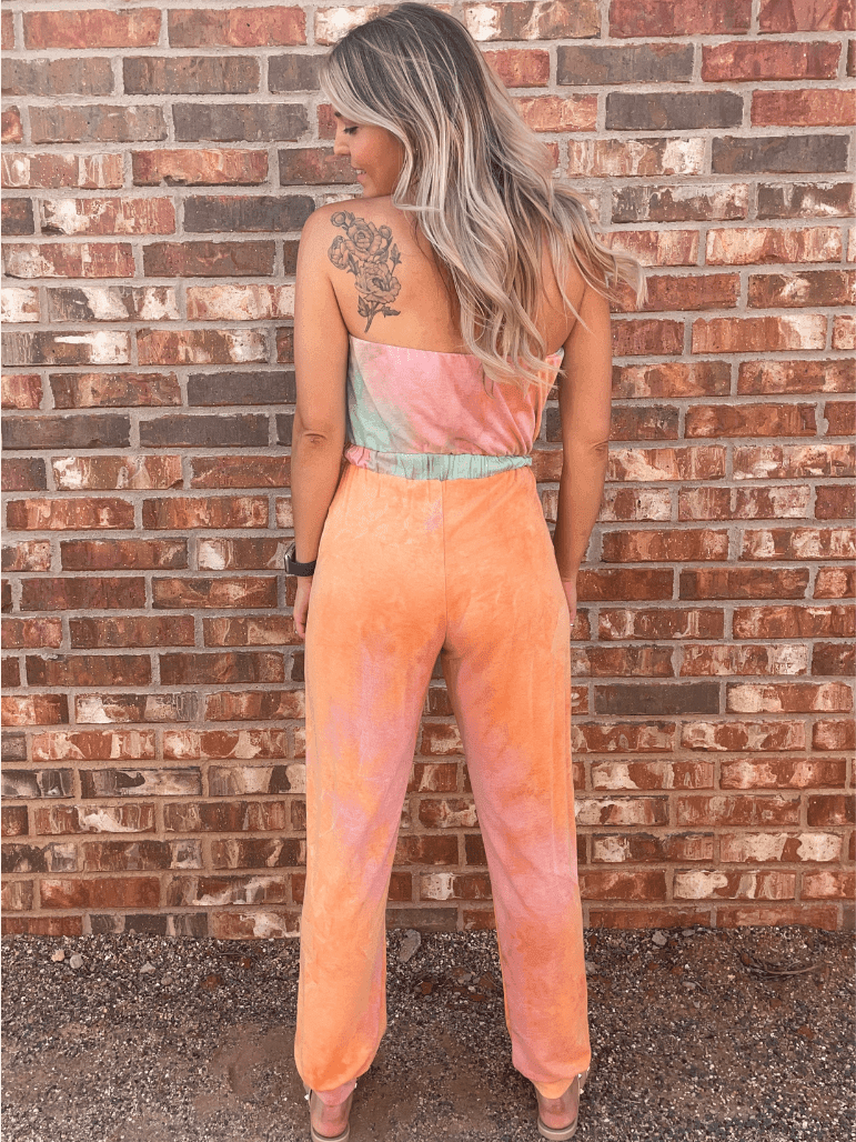Have a Dreamsicle Tye-Die Strapless Jumpsuit-Women's Clothing-Shop Z & Joxa