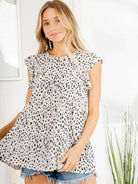 Heimish Spotted in Style Ruffled Animal Print Tiered Blouse-Women's Shirts & Tops-Shop Z & Joxa