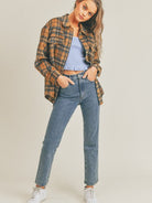 Hello Fall Plaid Flannel Shacket-Women's Clothing-Shop Z & Joxa