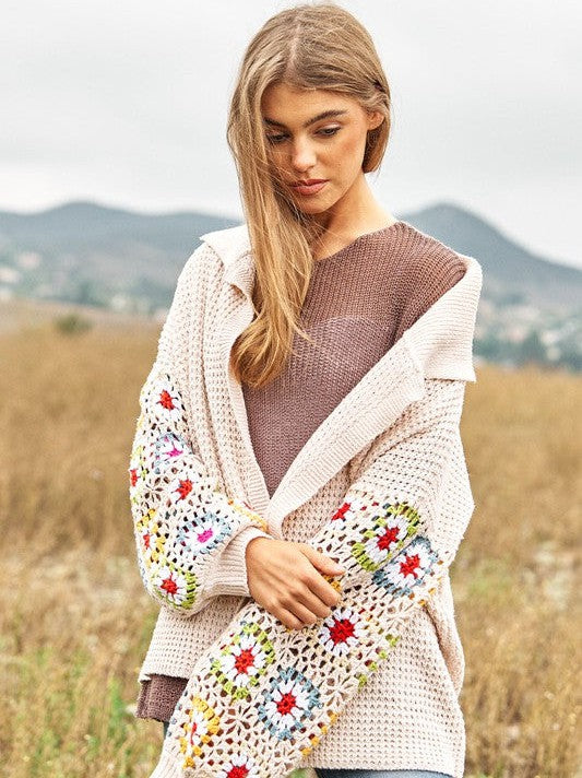 Hello Pumpkin Long Sleeve Floral Crochet Cardigan-Women's Clothing-Shop Z & Joxa