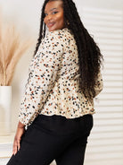 Honey Flirt Factor Printed and tied Tied Plunge Peplum Blouse-Women's Shirts & Tops-Shop Z & Joxa