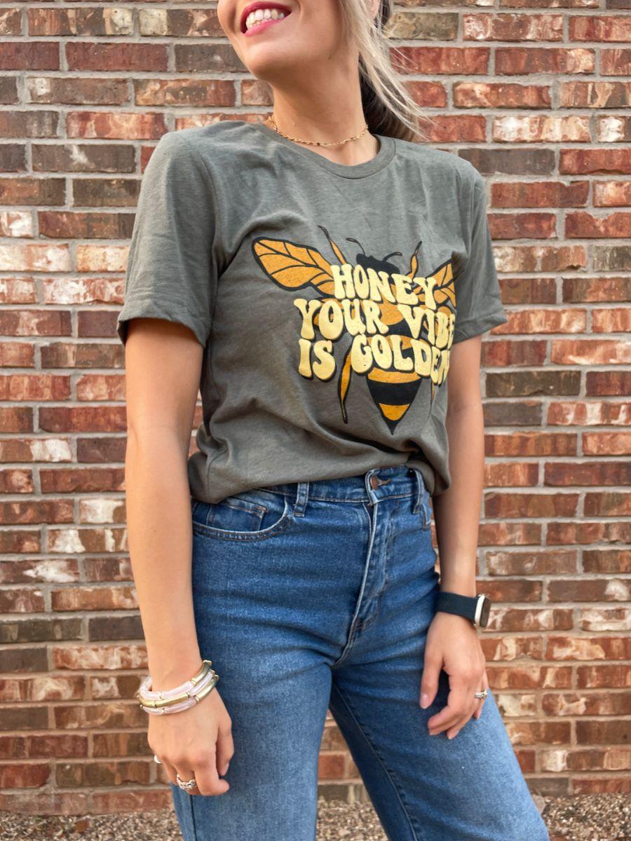 Honey Your Vibe is Golden Graphic Tee-Women's Clothing-Shop Z & Joxa