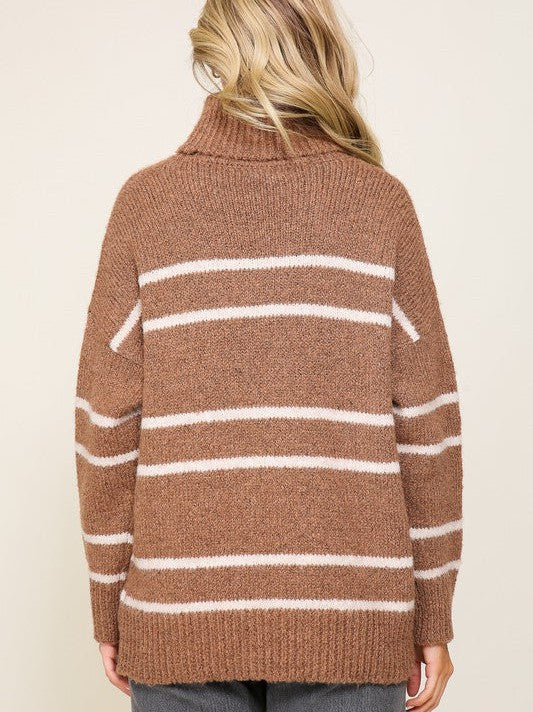Hot Cocoa and a Warm Sweater Pinstripe Turtleneck Sweater-Women's Clothing-Shop Z & Joxa