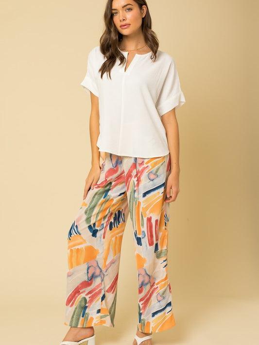 Hot Topic Split Neck Folded Sleeve Top-Women's Clothing-Shop Z & Joxa