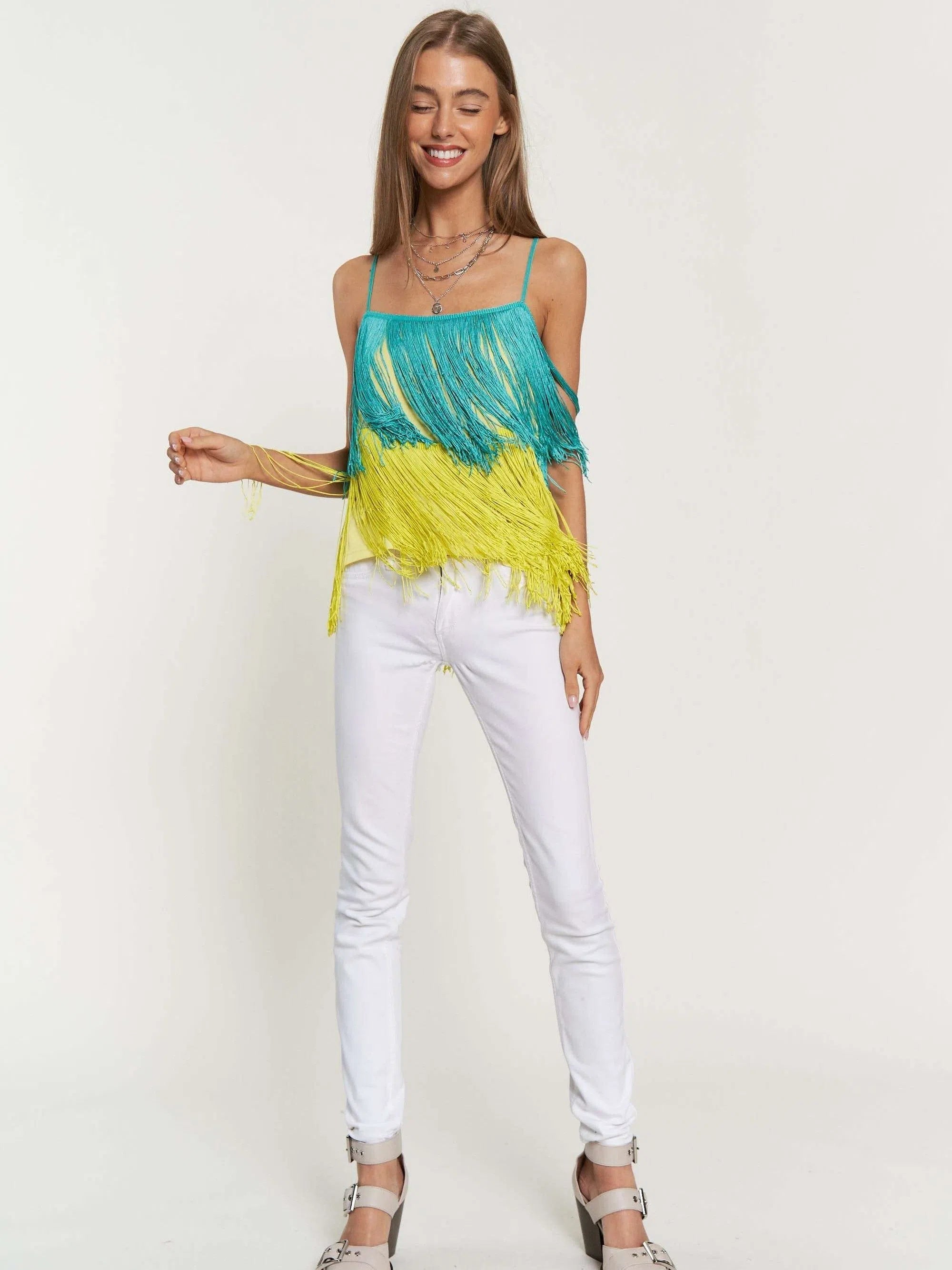 I am the Light in my Life Fringe Overlay Cami Top-Women's Clothing-Shop Z & Joxa