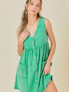 If You Can Dream It You Can Do It Washed Green Denim Dress-Women's Clothing-Shop Z & Joxa