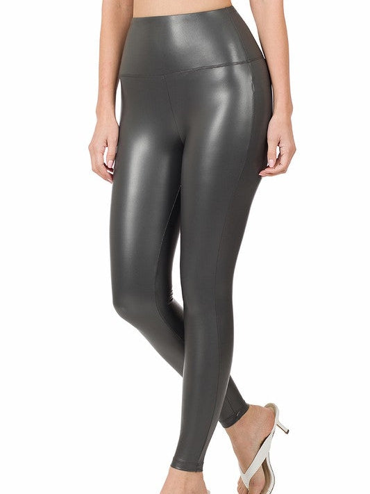 Imperfectly Perfect High Rise Faux Leather Leggings-Women's Clothing-Shop Z & Joxa