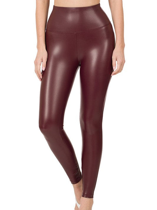 Imperfectly Perfect High Rise Faux Leather Leggings-Women's Clothing-Shop Z & Joxa