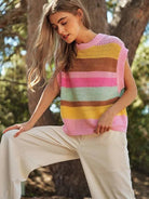 In a World Full of Color Crochet Multi Striped Sleeveless Knit Sweater-Women's Clothing-Shop Z & Joxa