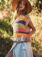 In a World Full of Color Crochet Multi Striped Sleeveless Knit Sweater-Women's Clothing-Shop Z & Joxa