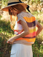 In a World Full of Color Crochet Multi Striped Sleeveless Knit Sweater-Women's Clothing-Shop Z & Joxa