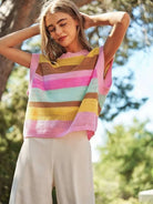 In a World Full of Color Crochet Multi Striped Sleeveless Knit Sweater-Women's Clothing-Shop Z & Joxa