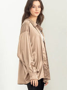 Irresistibly Charming Oversized Button Front Satin Shirt-Women's Clothing-Shop Z & Joxa