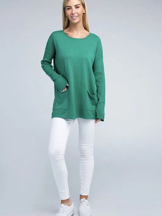 Its Been a Week Casual Friday Simple Front Pocket Sweater-Women's Clothing-Shop Z & Joxa