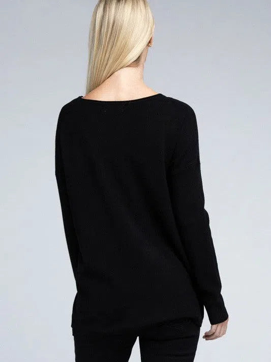 Its Been a Week Casual Friday Simple Front Pocket Sweater-Women's Clothing-Shop Z & Joxa