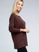 Its Been a Week Casual Friday Simple Front Pocket Sweater-Women's Clothing-Shop Z & Joxa