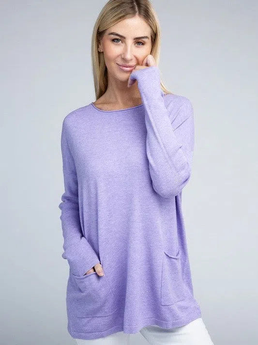 Its Been a Week Casual Friday Simple Front Pocket Sweater-Women's Clothing-Shop Z & Joxa