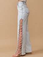 Jewel Up Cutout Wide Leg Jeans-Women's Clothing-Shop Z & Joxa