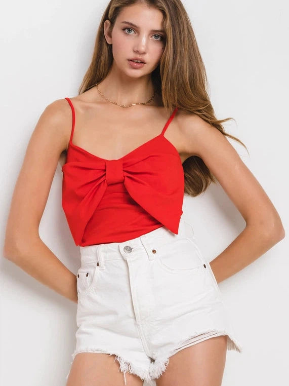 Judge Me When You Are Perfect Red Bow Front Top-Women's Clothing-Shop Z & Joxa