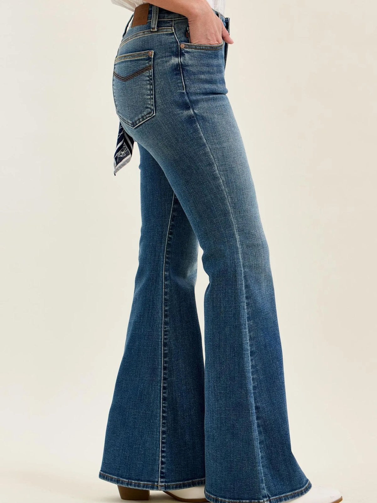 Judy Blue Bandana Belle Mid Rise Jaqueline Flare Jeans-Women's Jeans-Shop Z & Joxa