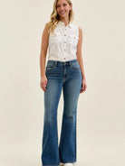 Judy Blue Bandana Belle Mid Rise Jaqueline Flare Jeans-Women's Jeans-Shop Z & Joxa