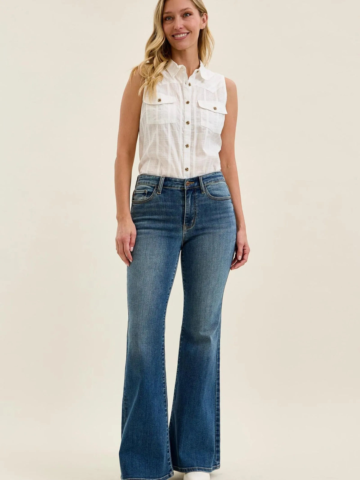 Judy Blue Bandana Belle Mid Rise Jaqueline Flare Jeans-Women's Jeans-Shop Z & Joxa