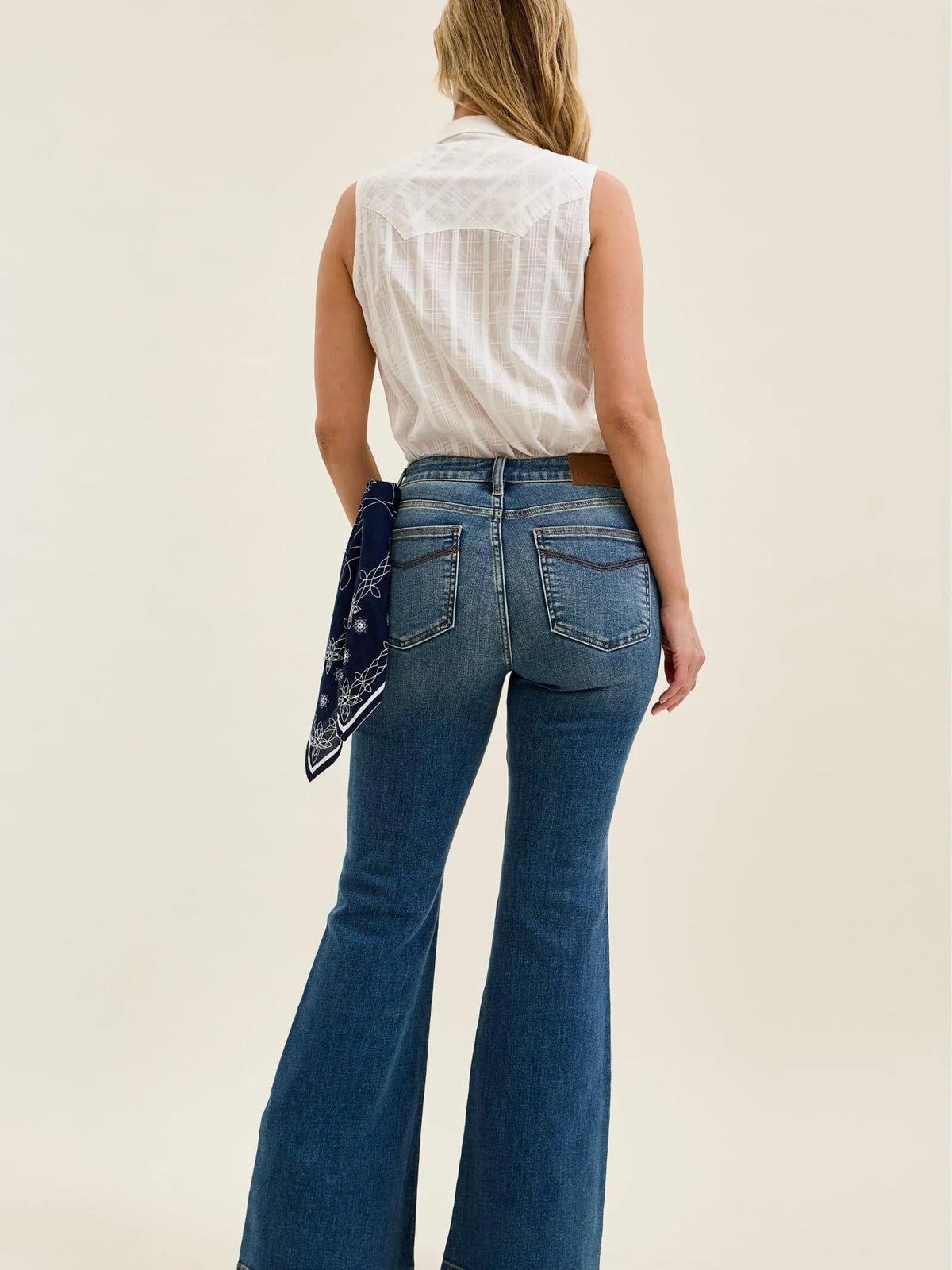 Judy Blue Bandana Belle Mid Rise Jaqueline Flare Jeans-Women's Jeans-Shop Z & Joxa