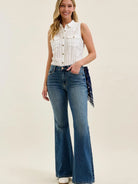 Judy Blue Bandana Belle Mid Rise Jaqueline Flare Jeans-Women's Jeans-Shop Z & Joxa