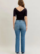Judy Blue Blue Crush Mid Rise Slim Bootcut Release Hem Jeans-Women's Jeans-Shop Z & Joxa
