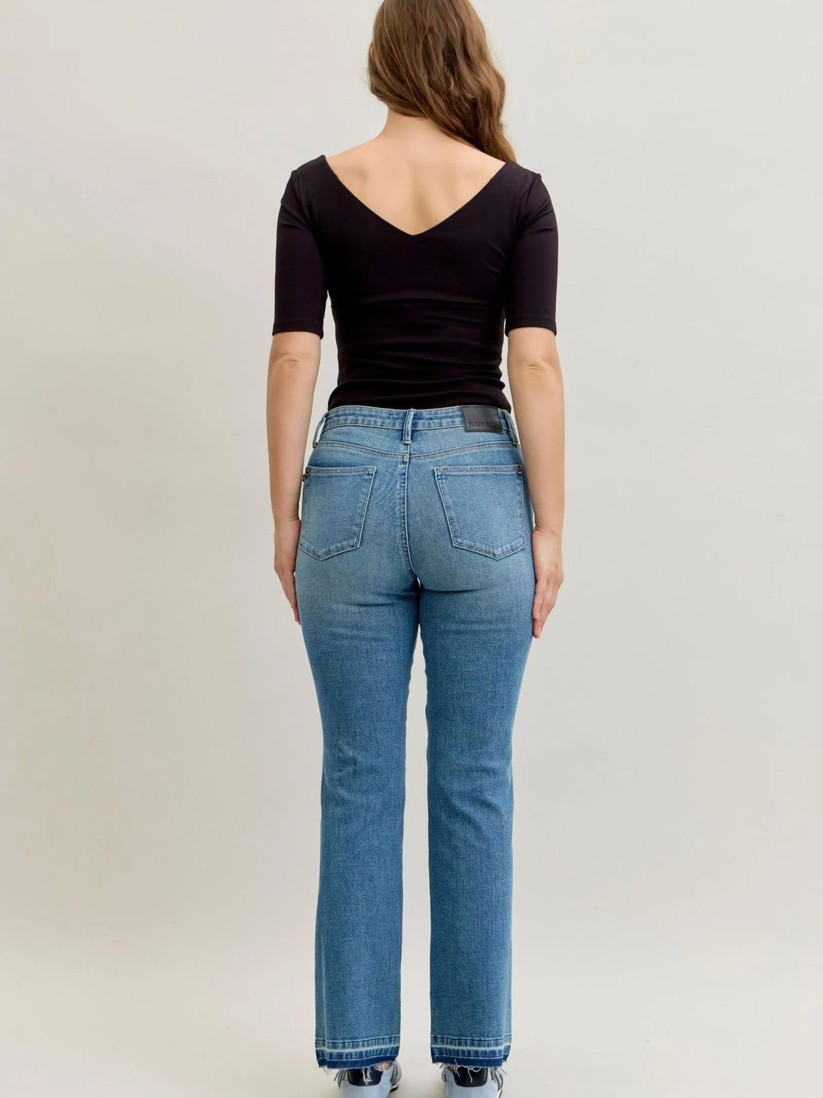 Judy Blue Blue Crush Mid Rise Slim Bootcut Release Hem Jeans-Women's Jeans-Shop Z & Joxa