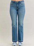 Judy Blue Blue Crush Mid Rise Slim Bootcut Release Hem Jeans-Women's Jeans-Shop Z & Joxa