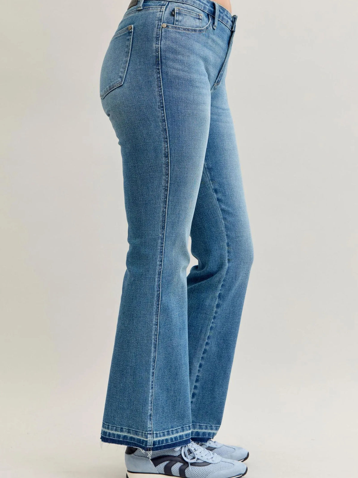 Judy Blue Blue Crush Mid Rise Slim Bootcut Release Hem Jeans-Women's Jeans-Shop Z & Joxa