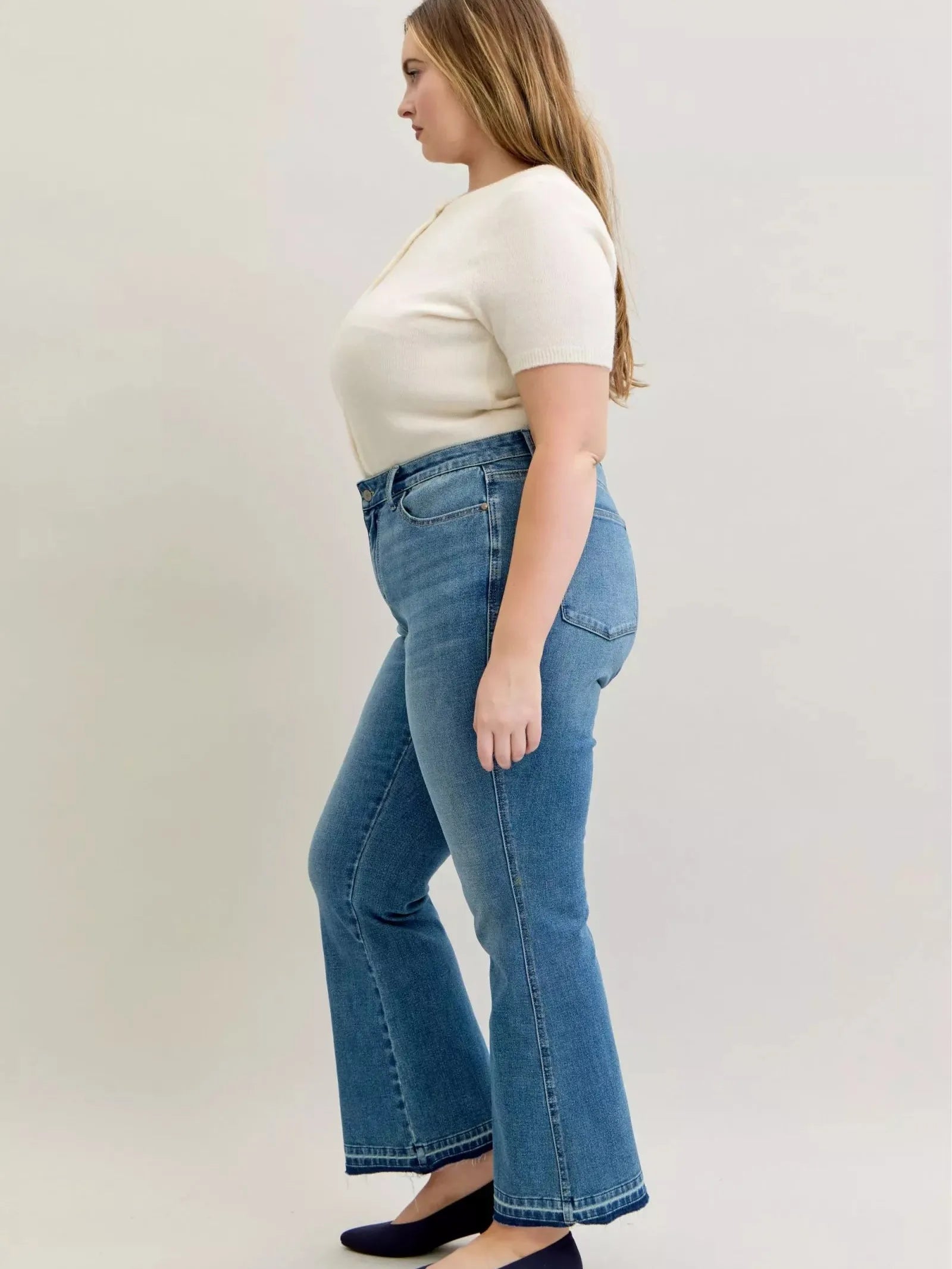 Judy Blue Blue Crush Tummy Control Mid Rise Slim Bootcut Release Hem Jeans-Women's Jeans-Shop Z & Joxa