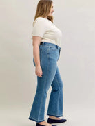 Judy Blue Blue Crush Tummy Control Mid Rise Slim Bootcut Release Hem Jeans-Women's Jeans-Shop Z & Joxa