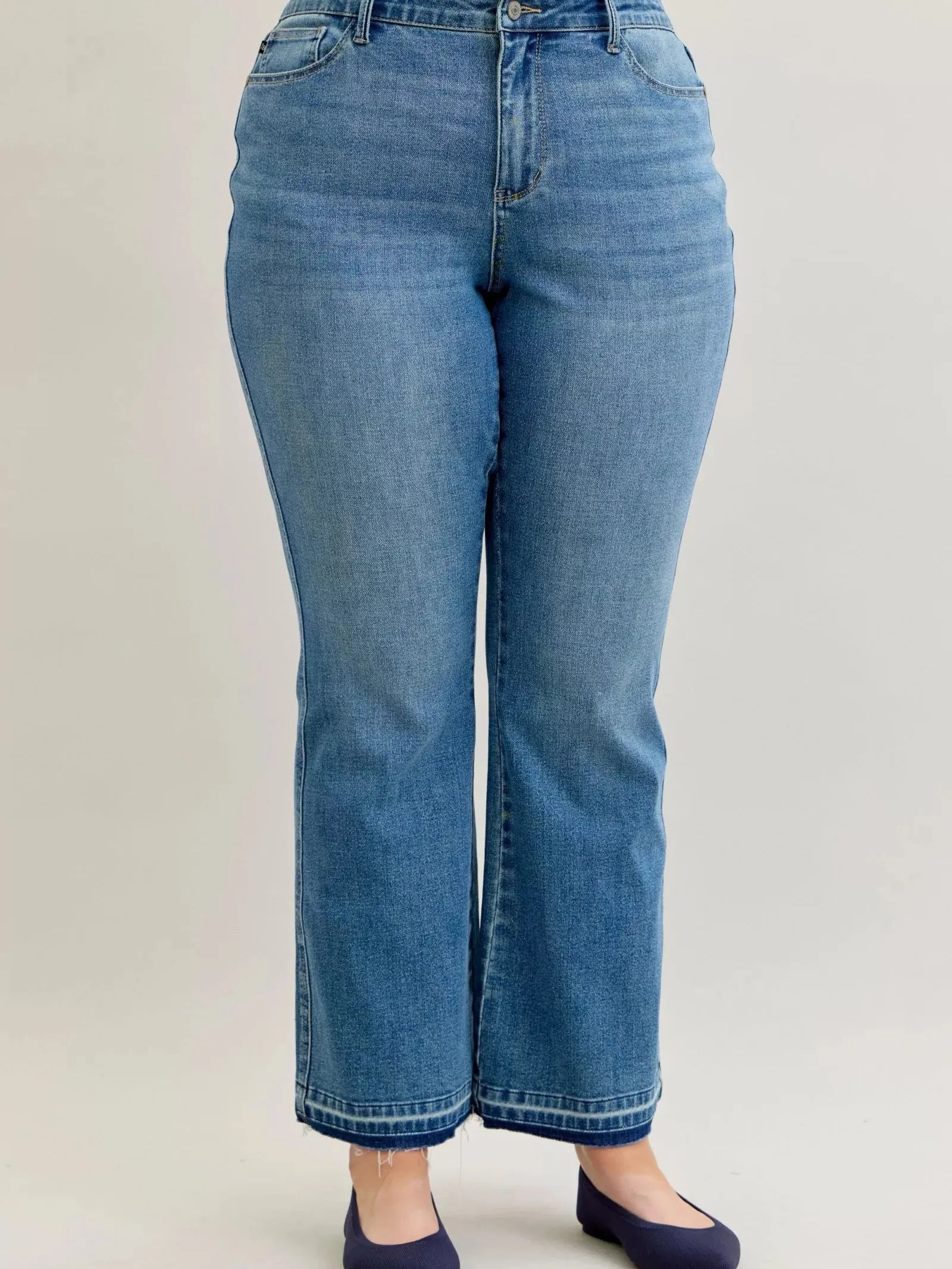 Judy Blue Blue Crush Tummy Control Mid Rise Slim Bootcut Release Hem Jeans-Women's Jeans-Shop Z & Joxa