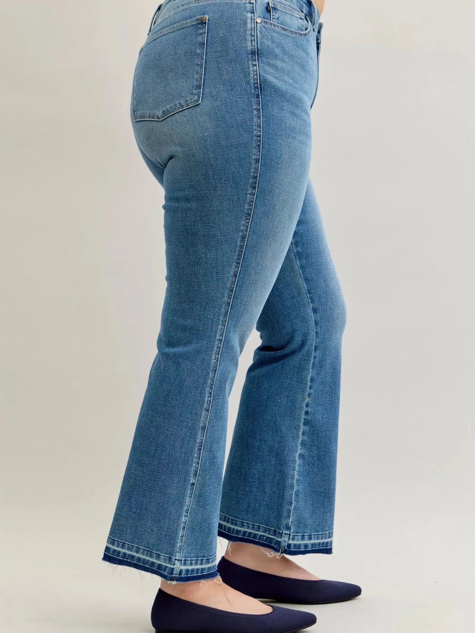 Judy Blue Blue Crush Tummy Control Mid Rise Slim Bootcut Release Hem Jeans-Women's Jeans-Shop Z & Joxa