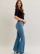 Judy Blue Blue Crush Tummy Control Mid Rise Slim Bootcut Release Hem Jeans-Women's Jeans-Shop Z & Joxa