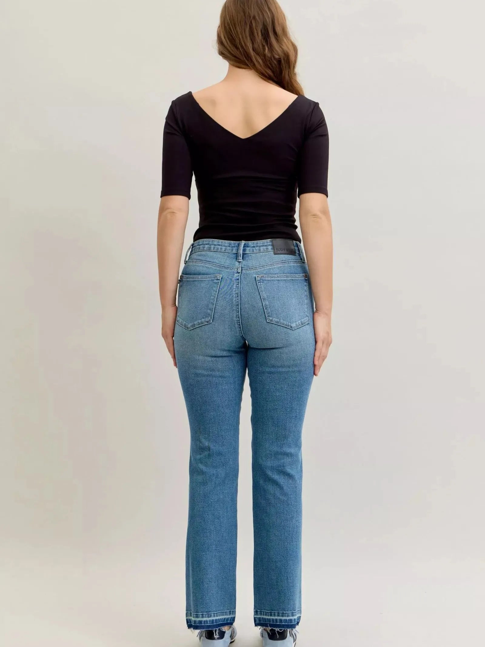 Judy Blue Blue Crush Tummy Control Mid Rise Slim Bootcut Release Hem Jeans-Women's Jeans-Shop Z & Joxa