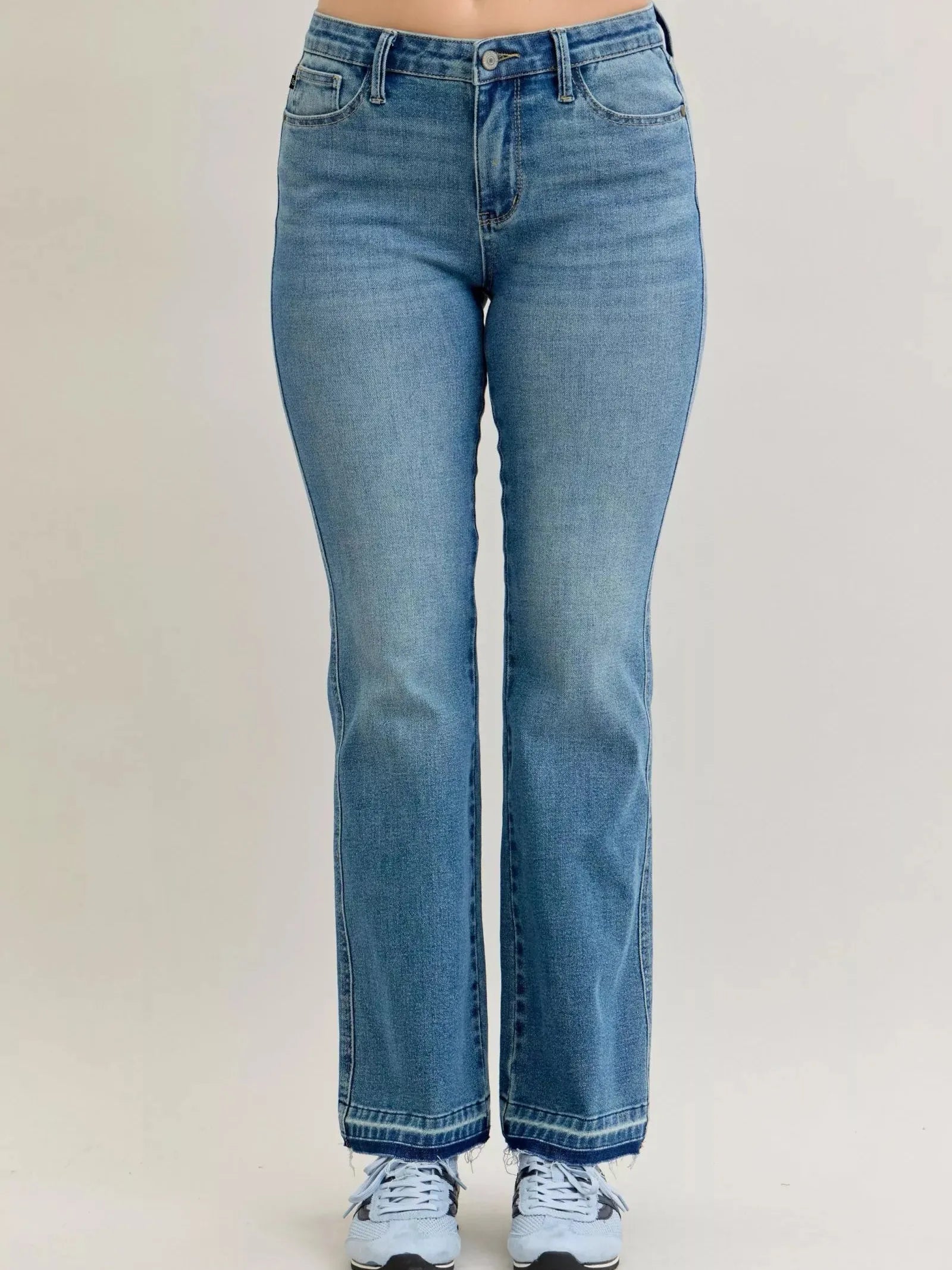Judy Blue Blue Crush Tummy Control Mid Rise Slim Bootcut Release Hem Jeans-Women's Jeans-Shop Z & Joxa