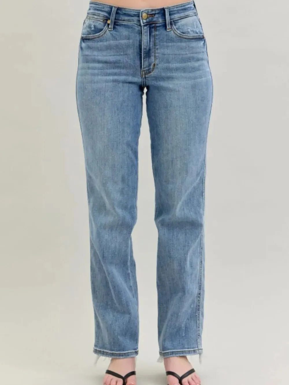 Judy Blue Blue Mirage Frayed Hem Cell Phone Pocket Dad Jeans-Women's Jeans-Shop Z & Joxa