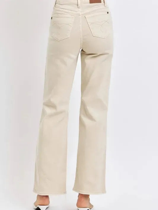 Judy Blue Bone Voyage High Rise Distressed Wide Leg Jeans-Women's Jeans-Shop Z & Joxa