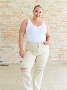 Judy Blue Bone Voyage High Rise Distressed Wide Leg Jeans-Women's Jeans-Shop Z & Joxa