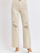 Judy Blue Bone Voyage High Rise Distressed Wide Leg Jeans-Women's Jeans-Shop Z & Joxa