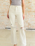 Judy Blue Bone Voyage High Rise Distressed Wide Leg Jeans-Women's Jeans-Shop Z & Joxa