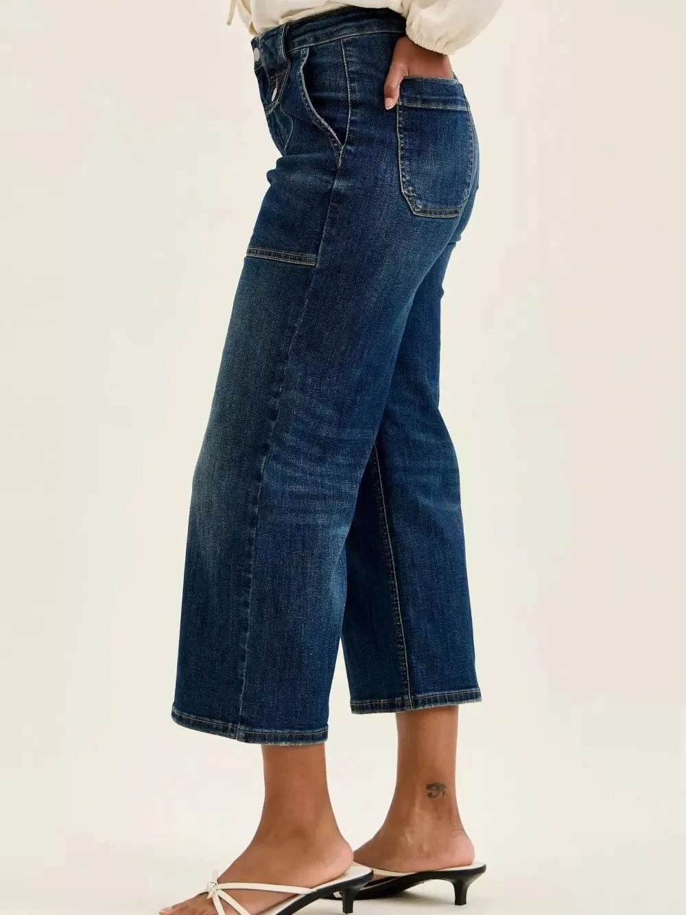 Judy Blue Built for Style Highrise Wide Crop Utility Jeans-Women's Jeans-Shop Z & Joxa