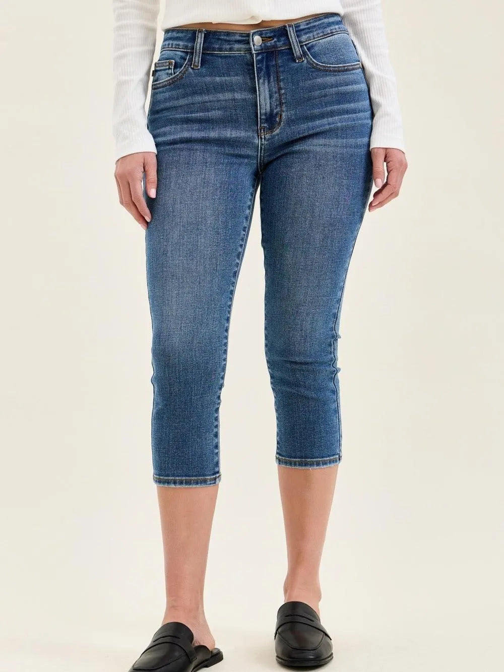 Judy Blue Capri Confidence Mid-Rise Capri Jeans-Women's Jeans-Shop Z & Joxa