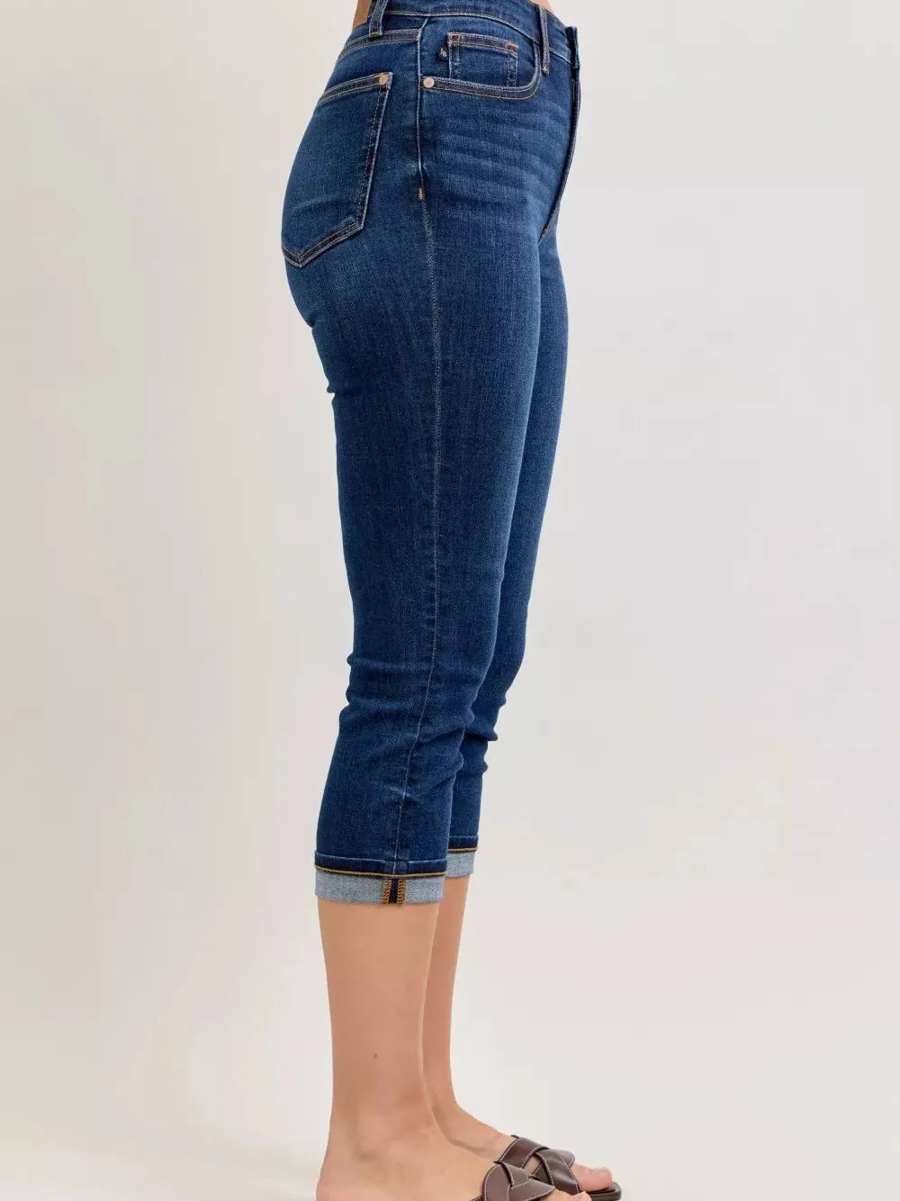 Judy Blue Capri Luxe Highrise Capri Jeans with Single Cuff-Women's Jeans-Shop Z & Joxa