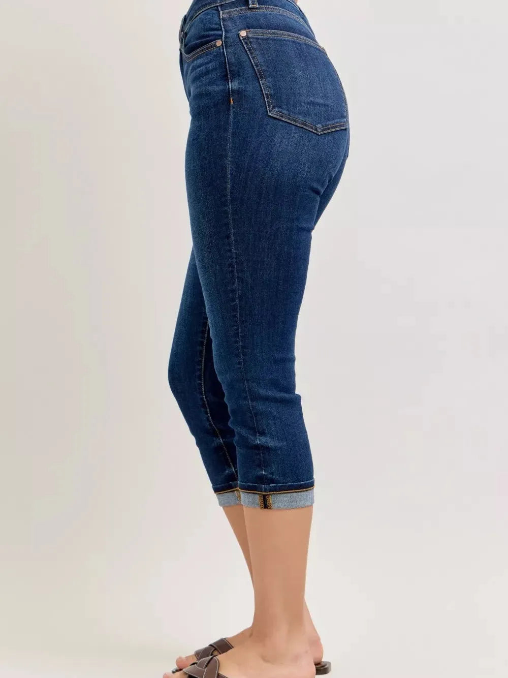 Judy Blue Capri Luxe Highrise Capri Jeans with Single Cuff-Women's Jeans-Shop Z & Joxa