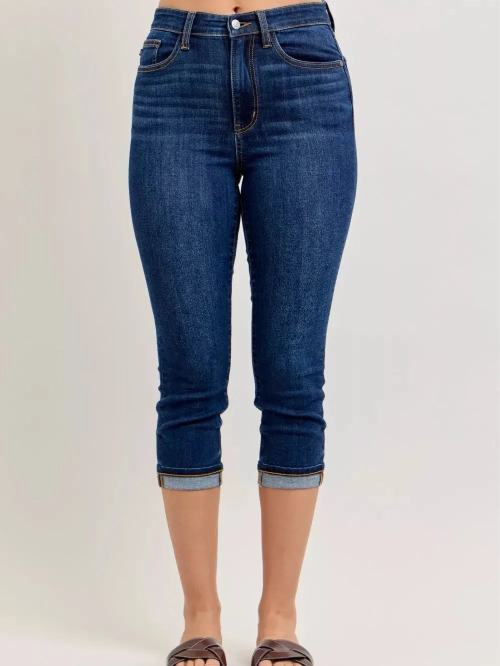 Judy Blue Capri Luxe Highrise Capri Jeans with Single Cuff-Women's Jeans-Shop Z & Joxa